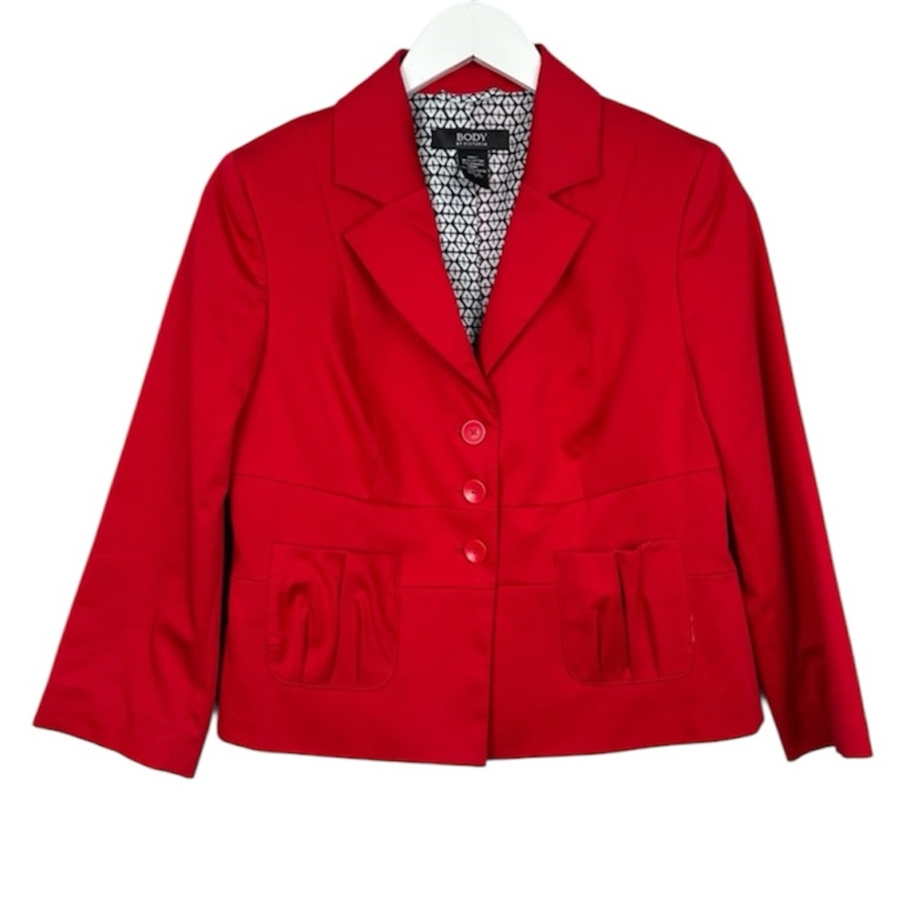Body by Victoria Red Suit Blazer Jacket Size 8